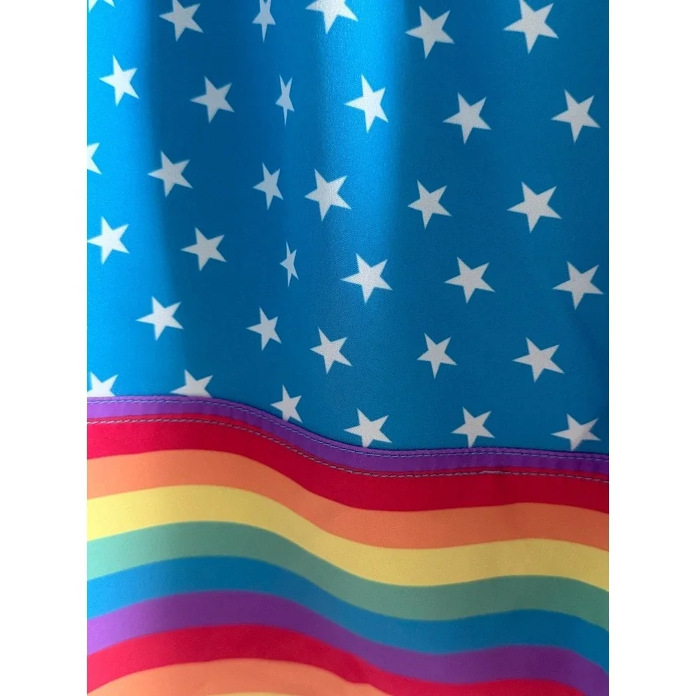 Chubbies Swim Trunks Rainbow Stars Blue Polyester Americana Pride Shorts XL 5.5